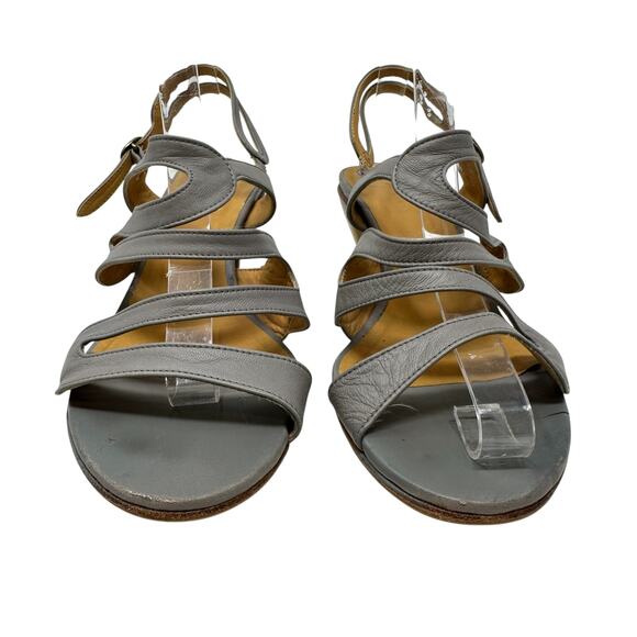 Coclico Leather Sandals Kitten‎ Heel Strappy Slingback Gray Size 38.5 US 8 8.5 - Picture 4 of 15